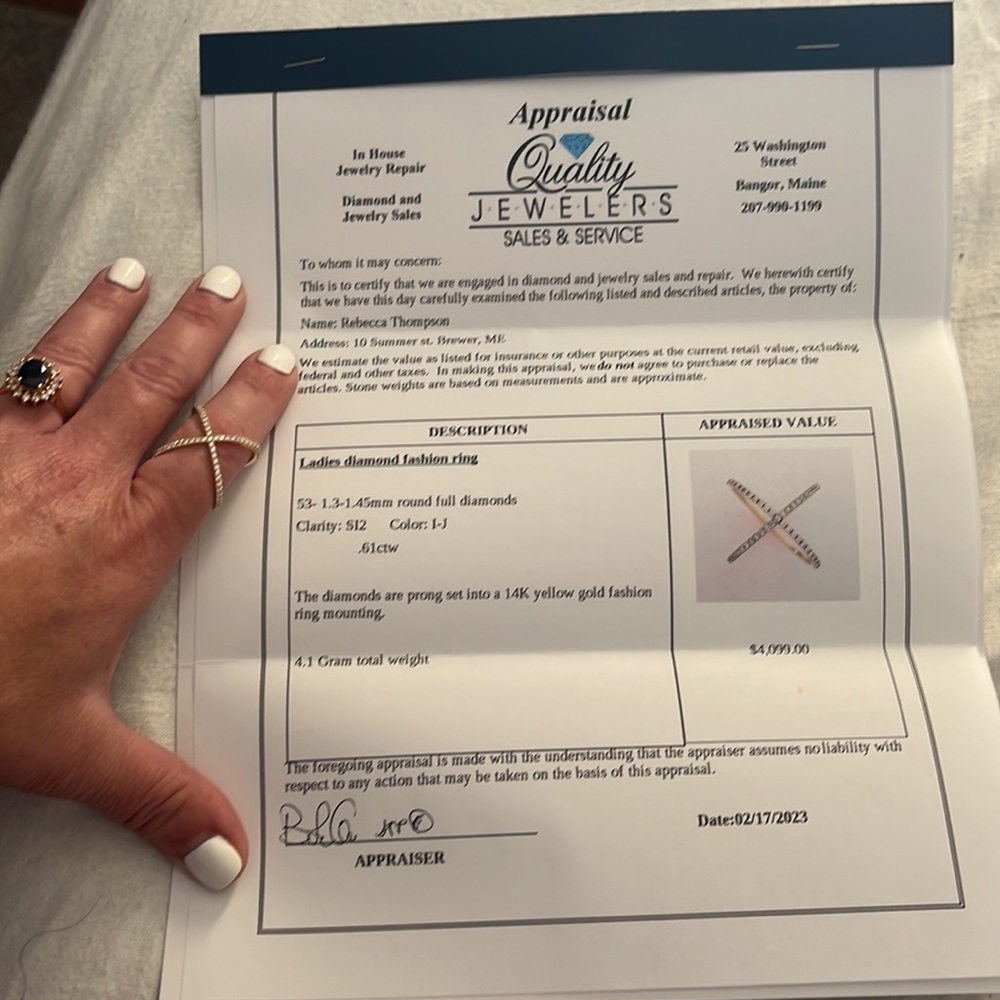 14kt Genuine Diamonds Criss Cross Ring